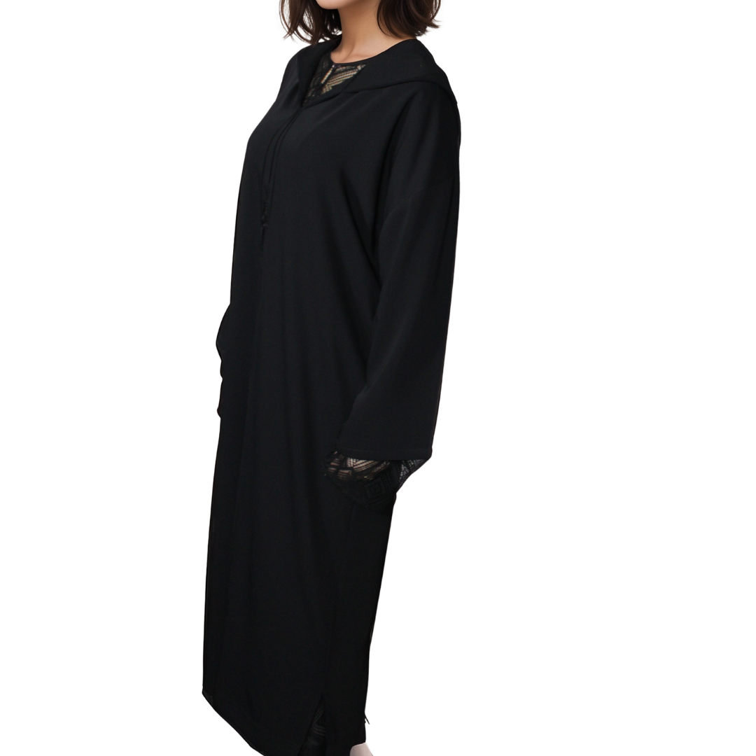 Jellaba noir 2 pièces : caftan et jellaba