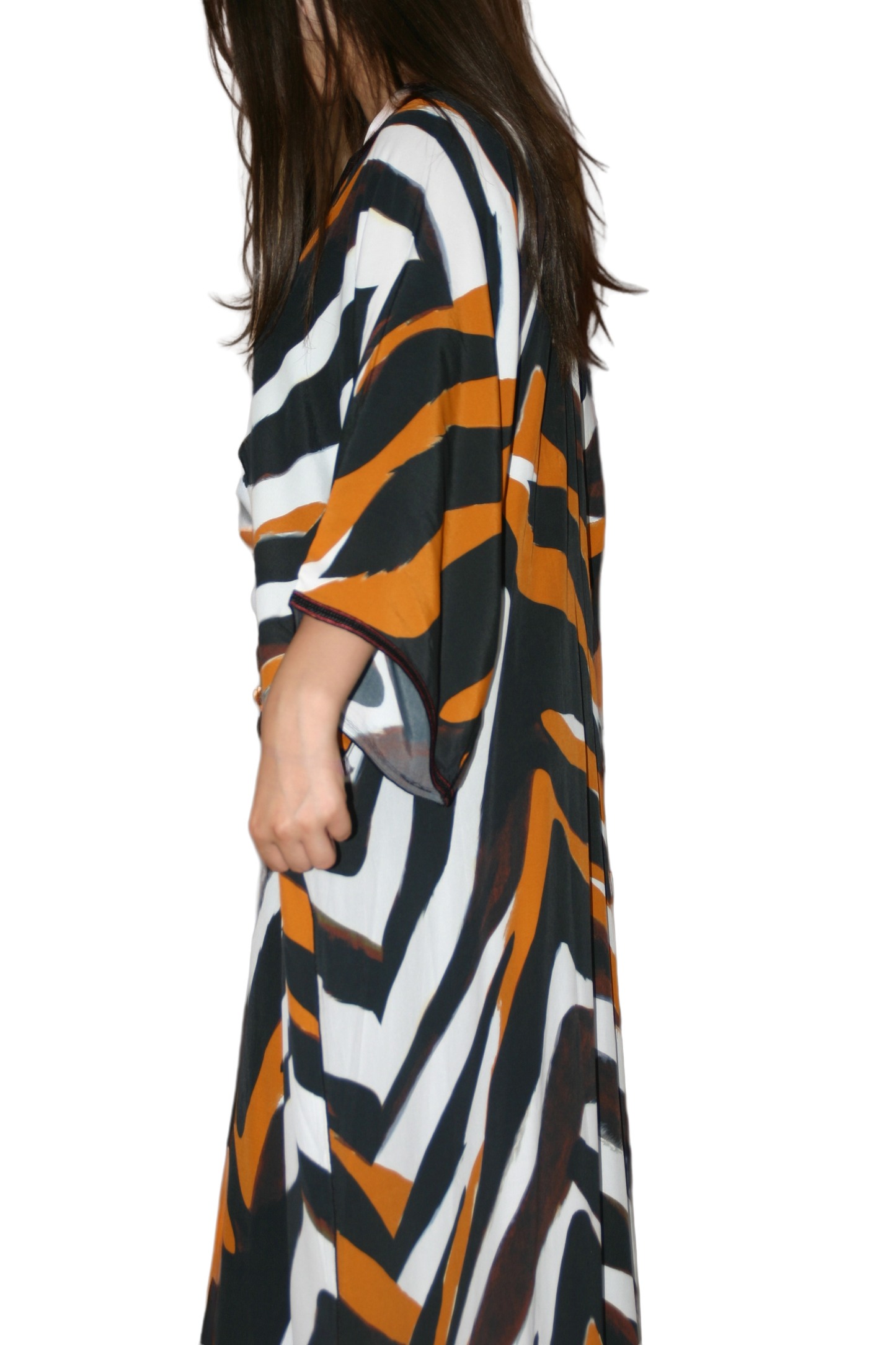 Caftan Gandoura motifs en crêpe