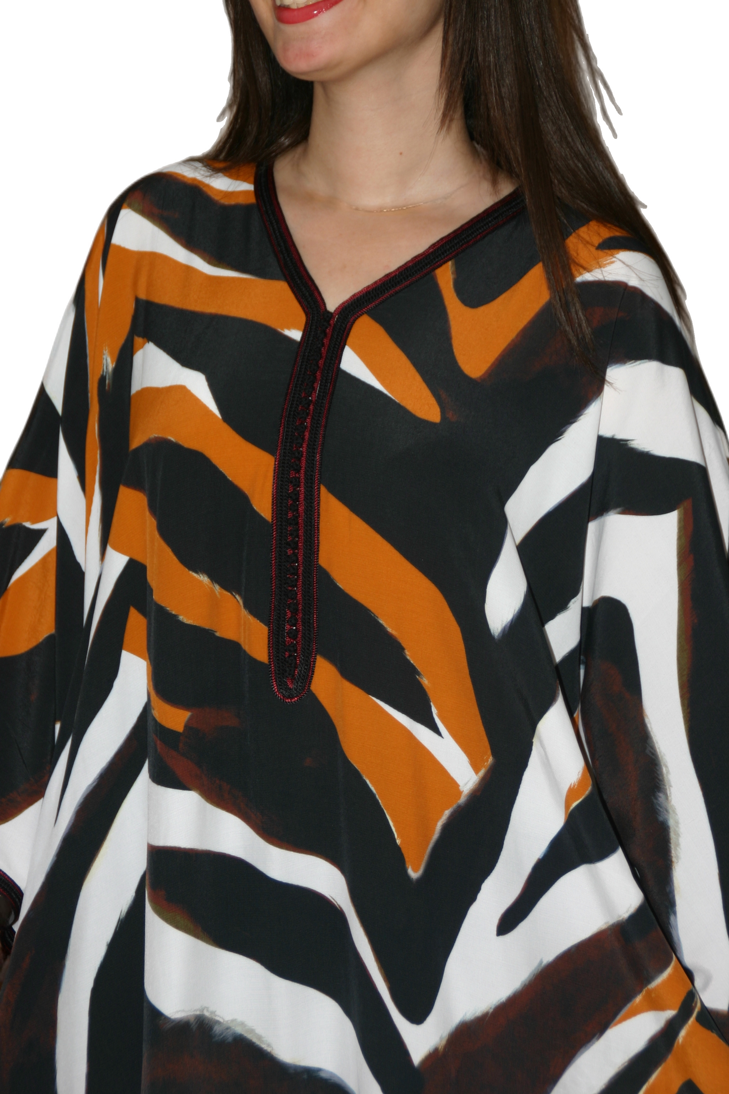Caftan Gandoura motifs en crêpe